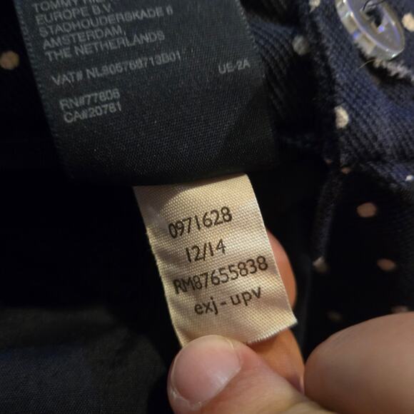 Tommy Hilfiger Navy White Polka Dot Pants Women’s Size 0 Slim Ankle - Picture 4 of 7